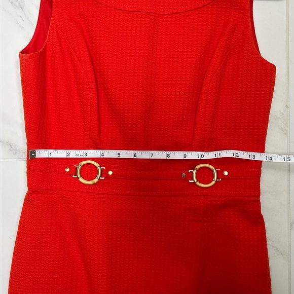 Tahari ASL Orange sheath dress with Bamboo Ring detail. Lined. - Picture 10 of 12